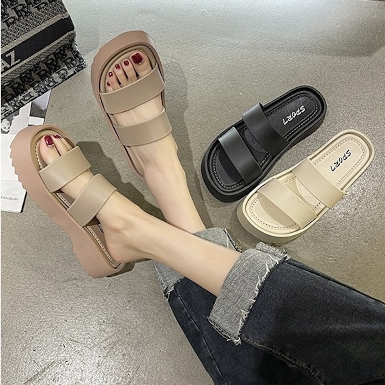 Dép nữ quai ngang đế cao 4cm siêu êm hót trend hàng nhập cao cấp cực đẹp