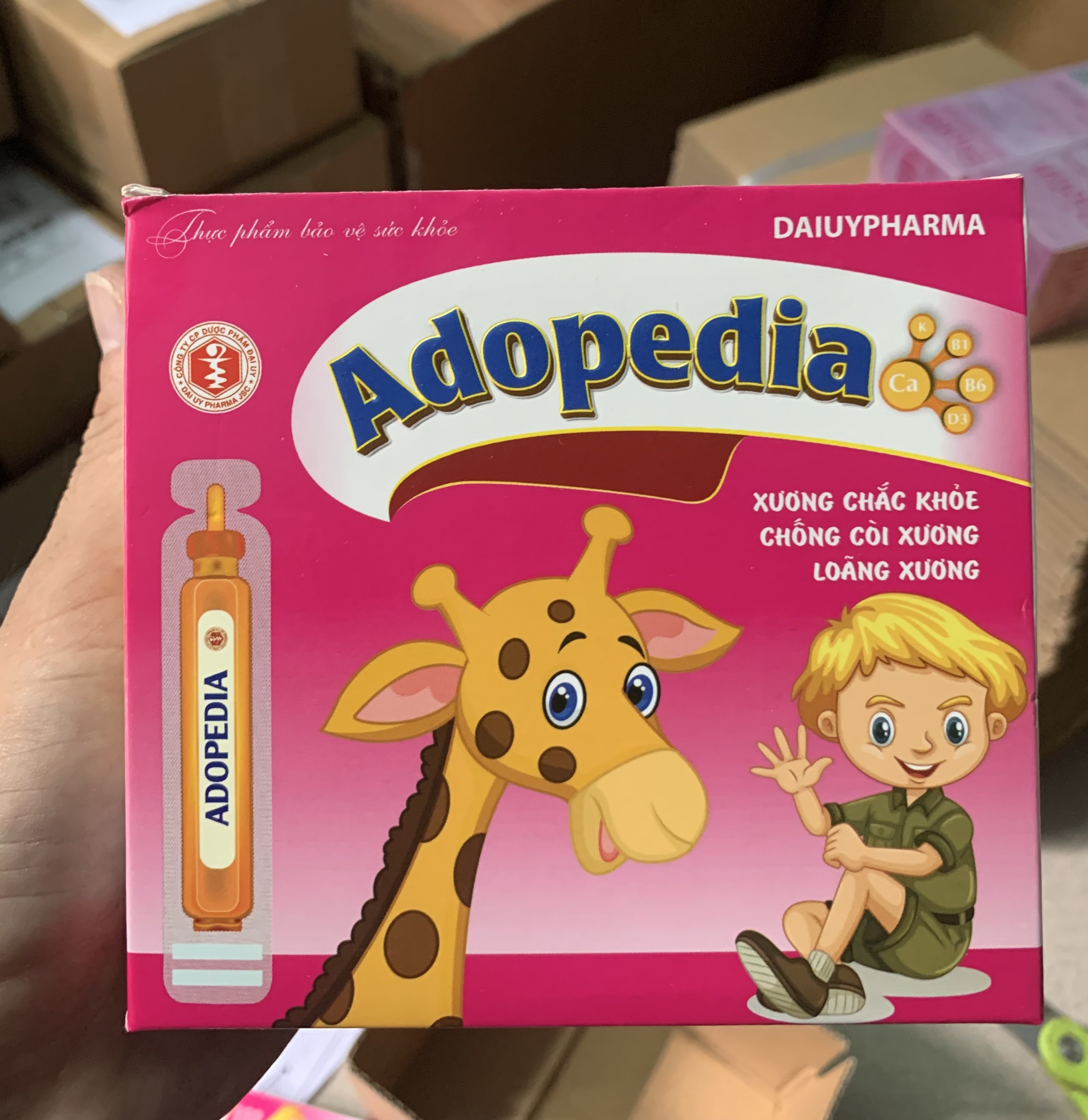 Adopedia xương chắc khỏe, chống còi xương, loãng xương, phát triển chiều cao, kích thích ăn ngon hộp 20 ống chính hãng sản phẩm có nguồn gốc xuất xứ rõ ràng, đảm bảo chất lượng