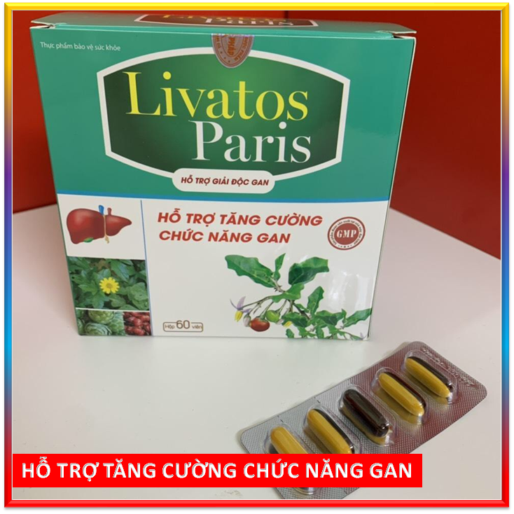 Viên uống giải độc gan Livatos -Paris - Tăng cường chức năng gan, hạ men gan, giảm gan nhiễm mỡ hiệu quả - Hộp 60 viên - Chuẩn GMP