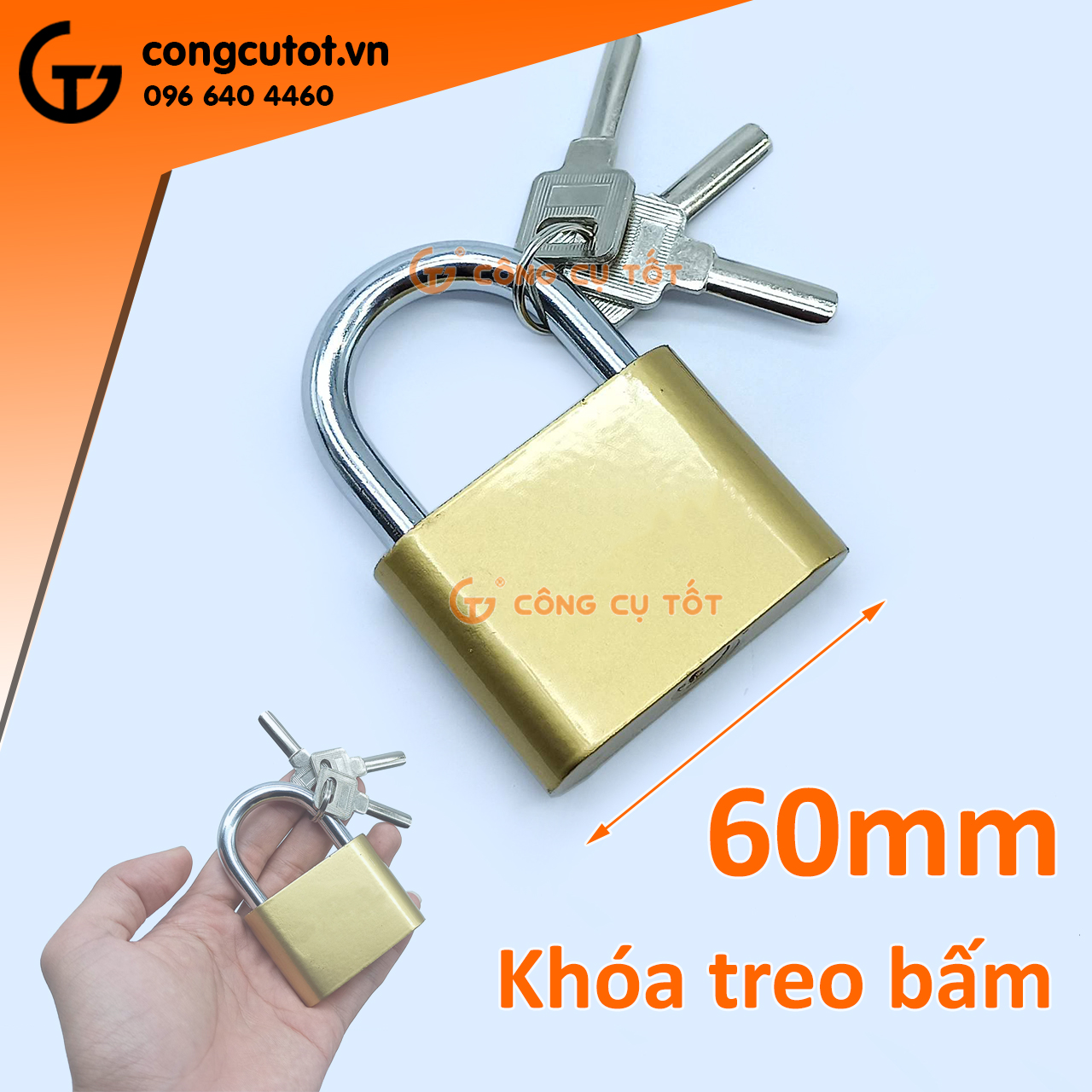 Khóa bấm mini thép si vàng