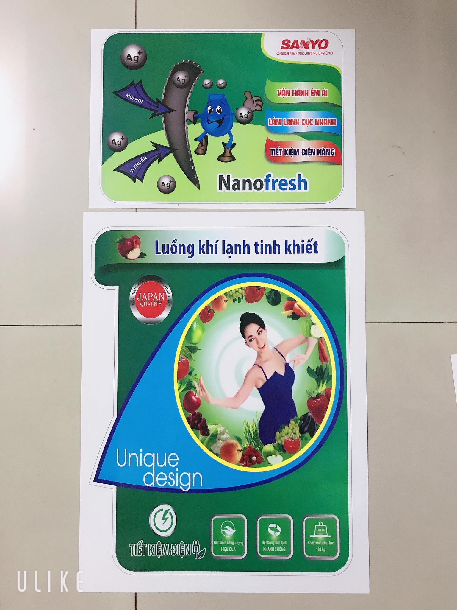Miếng dán/tem dán tủ lạnh sanyo