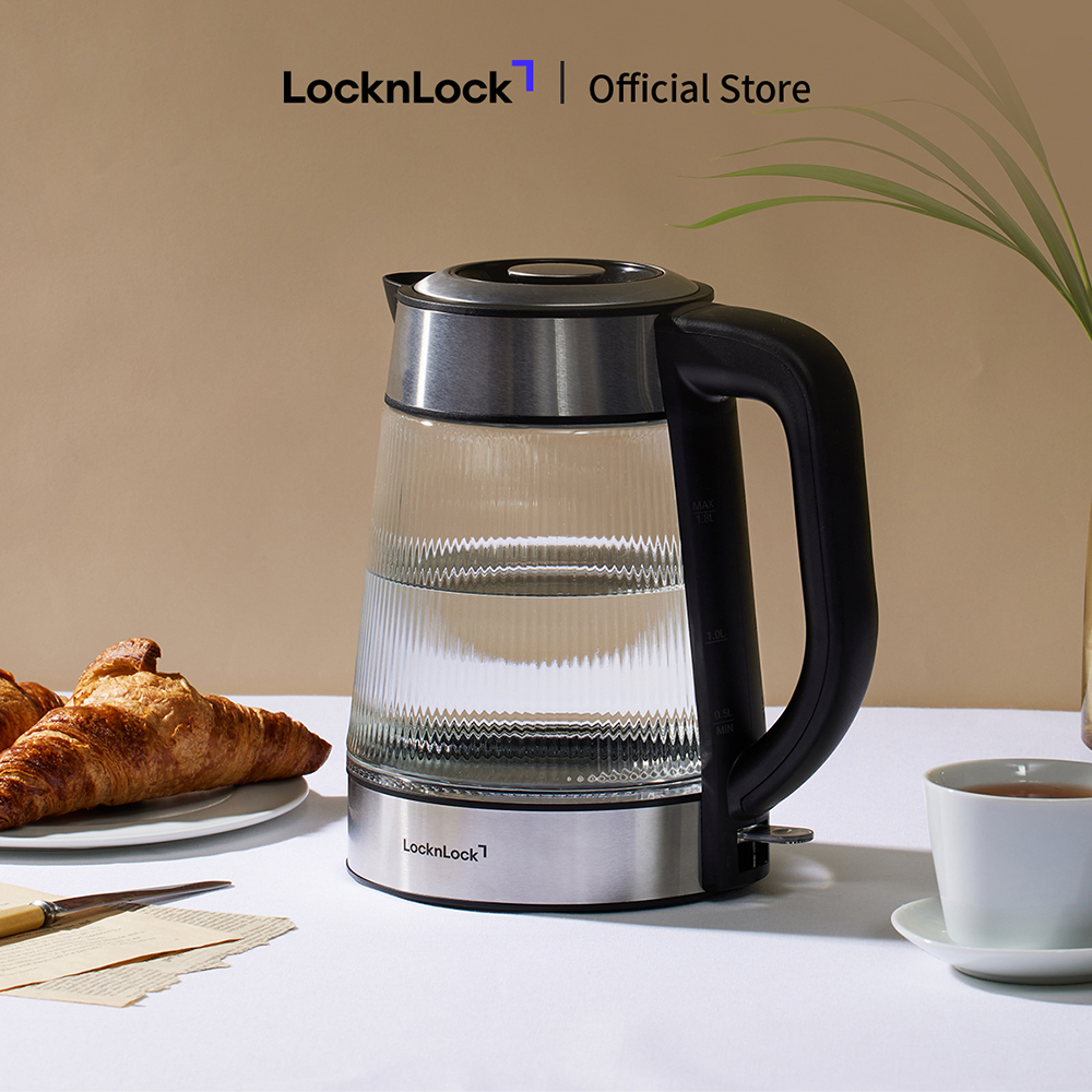 Ấm đun siêu tốc Locknlock Glass electric kettle EJK256BLK 220-240V, 50-60Hz, 1850-2200W, 1.8L- Màu đen