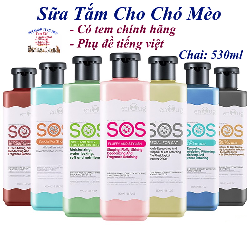 [Hoàn tiền 10%]  SỮA TẮM SOS CHO THÚ CƯNG CHÓ MÈO Chai 530ml Hàng chính hãng - Pet shop Uytinpro