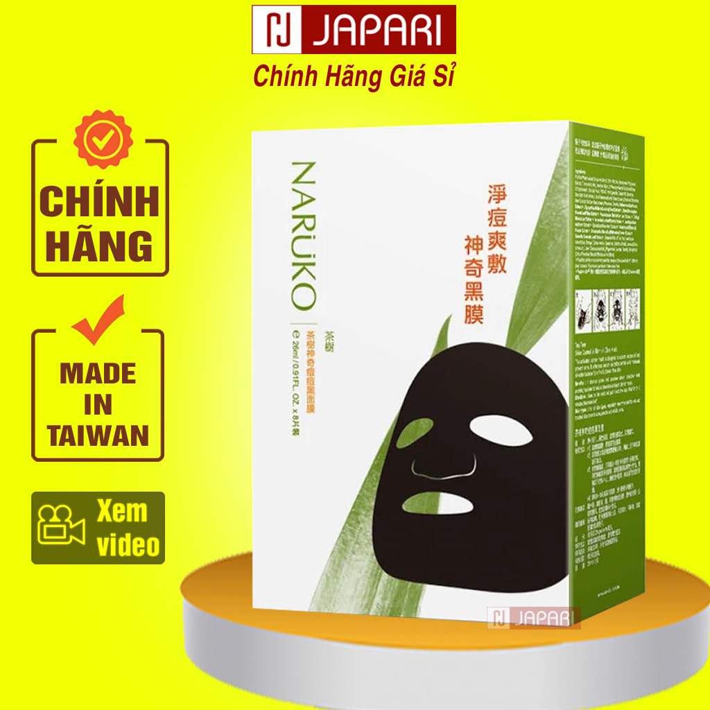 Mặt nạ dưỡng da naruko chính hãng bản đài loan - hộp mặt nạ dưỡng cấp ẩm giảm mụn đầu đen tinh chất tràm trà skincare - mỹ phẩm giá sỉ japari