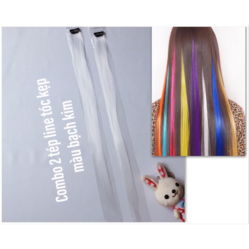[HCM]Combo 2 line tóc màu trắng tinh khôi- mỗi tép 3d có từ 80-100 sợi- mua 5 line tặng 1 line
