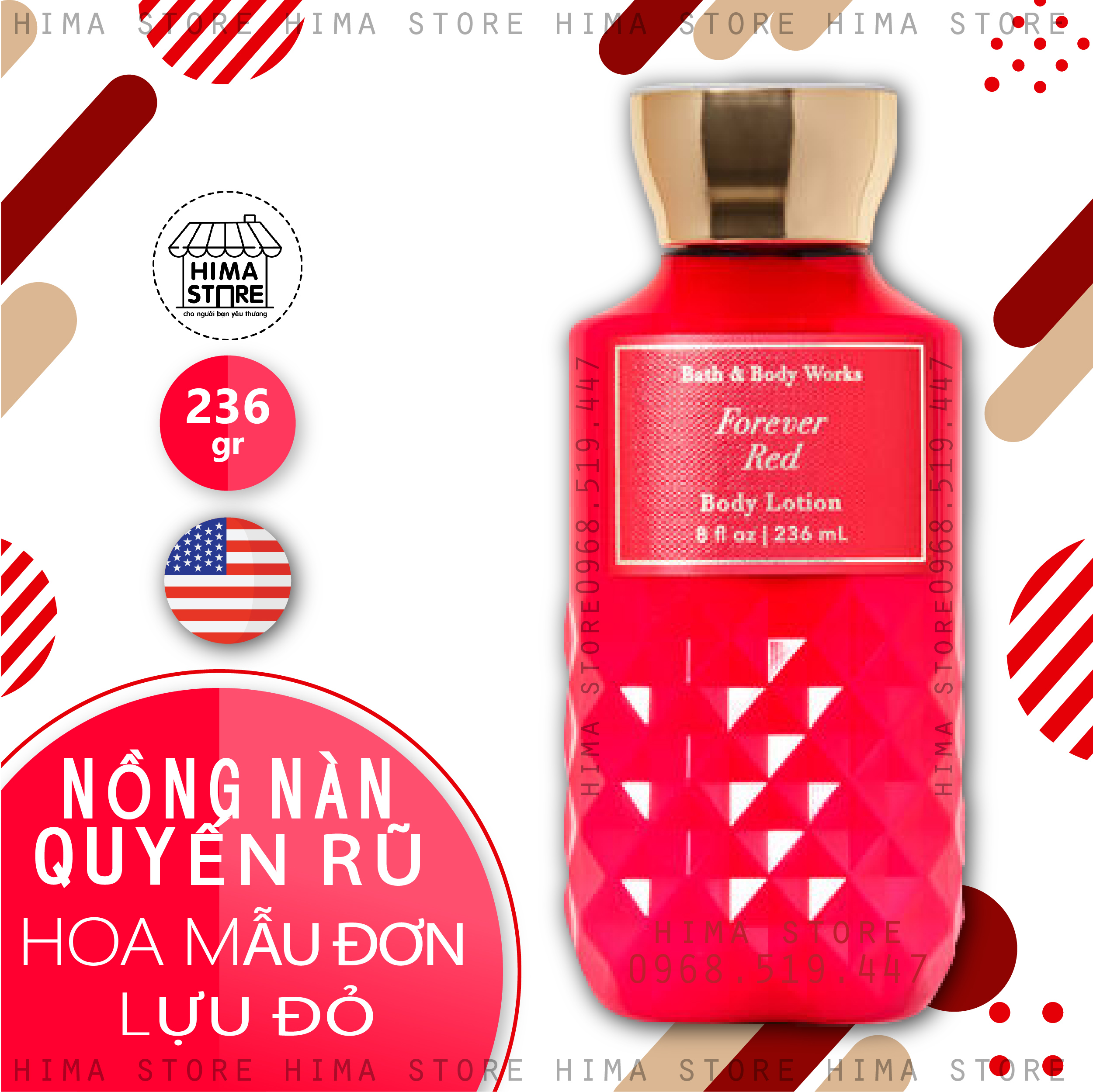 Forever red | sữa dưỡng thể bath & body works body lotion 236ml