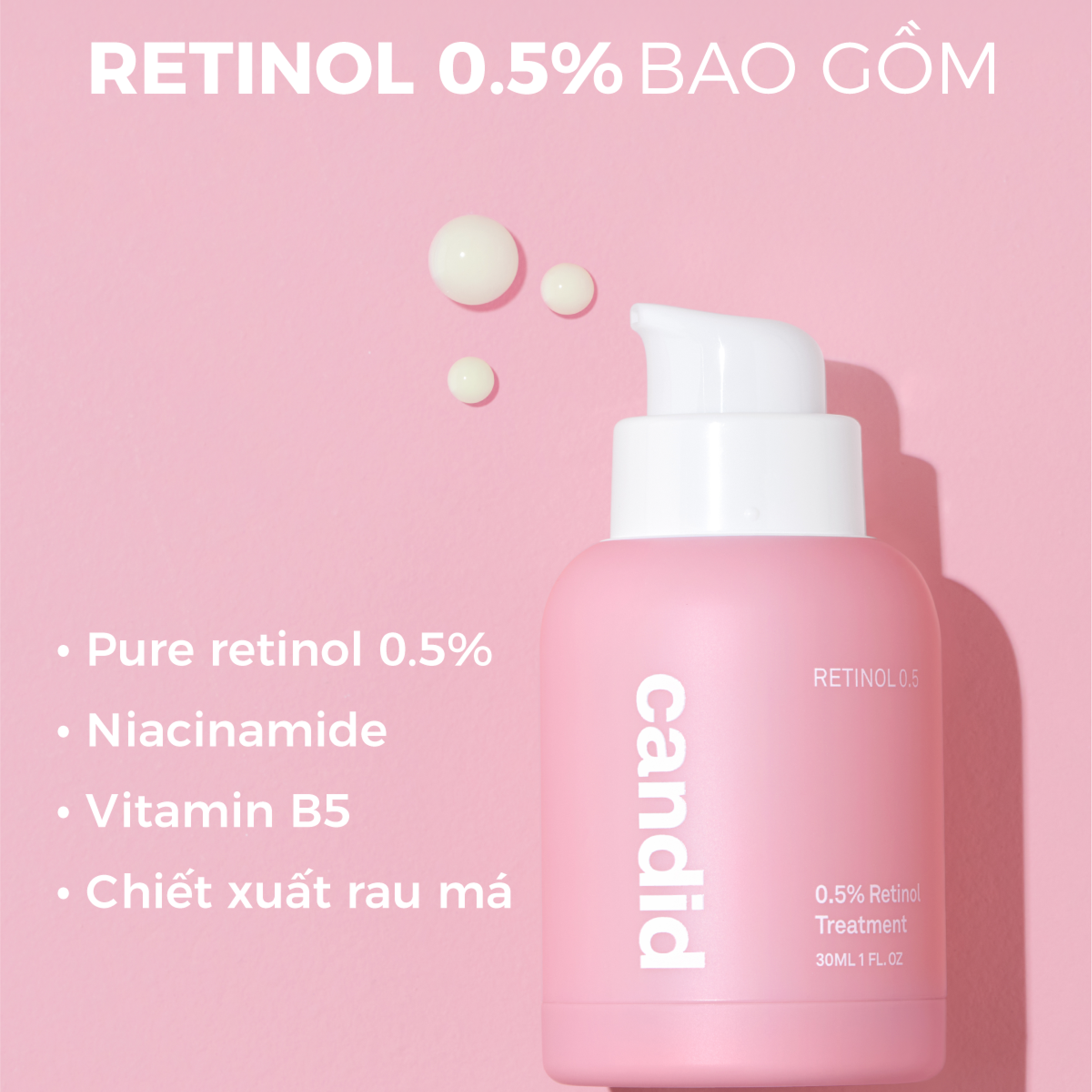 Hoạt Chất Retinol 0.5% Chống Lão Hóa & Cải Thiện Nếp Nhăn CANDID 0.5%  Retinol Treatment 30ml | Lazada.vn