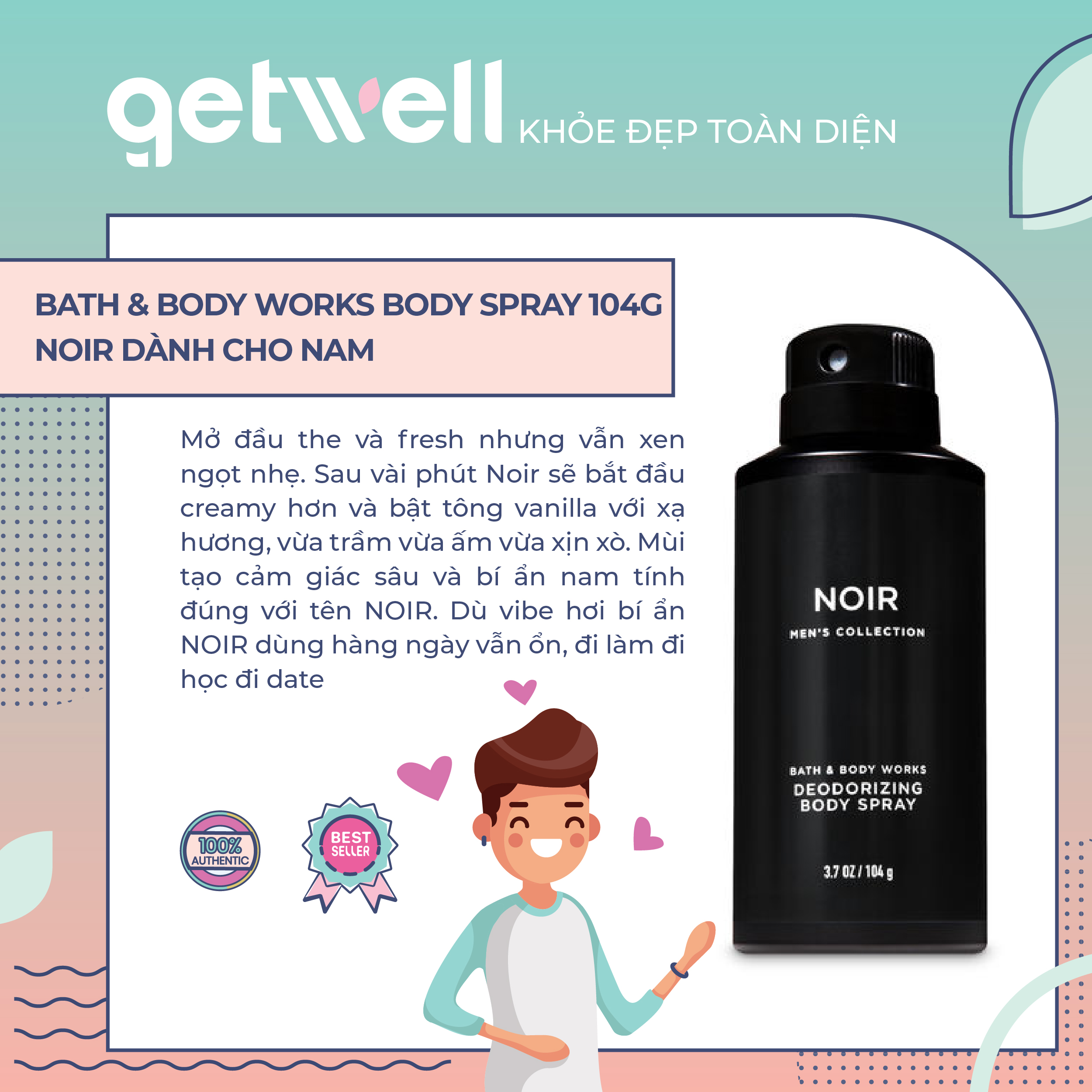 [HCM]XỊT THƠM TOÀN THÂN CHO NAM BATH & BODY WORKS - NOIR (104g)