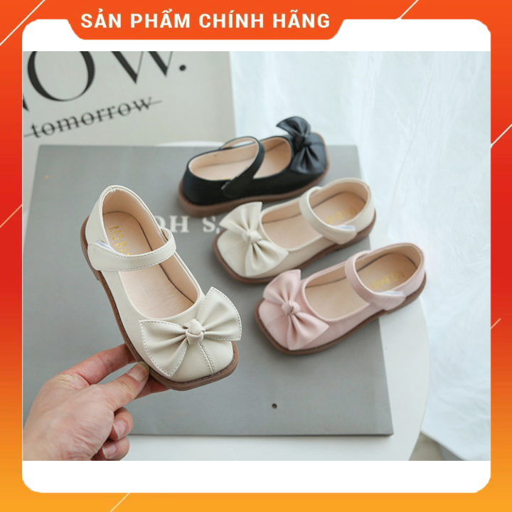 Giày búp bê cho bé gái giày cho bé đế mềm quai dán và gắn nơ dễ thương hàng chính hãng MG Baby