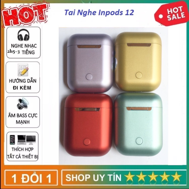 [HCM]Tai nghe Bluetooth không dây nhét tai TWS i12 cho điện thoại Sony Samsung iphone Apple Oppo ViVo VSmart- kiểu dáng thể thao cho gaming gọn như airpods với phiên bản bluetooth 5.0 nâng cấp hơn i7 i9 i11 TWS.