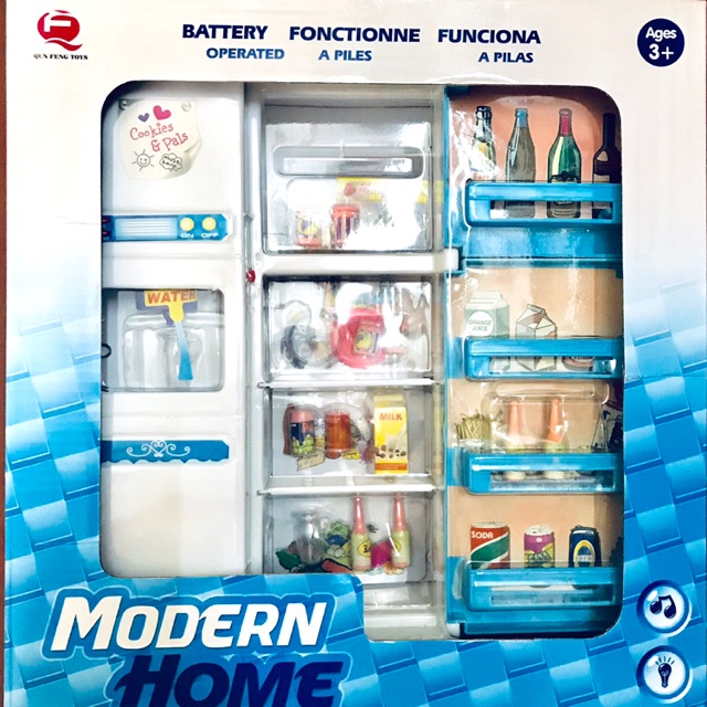 Đồ Chơi Mô Hình Tủ Lạnh Hai Cánh Có Đèn, Nhạc