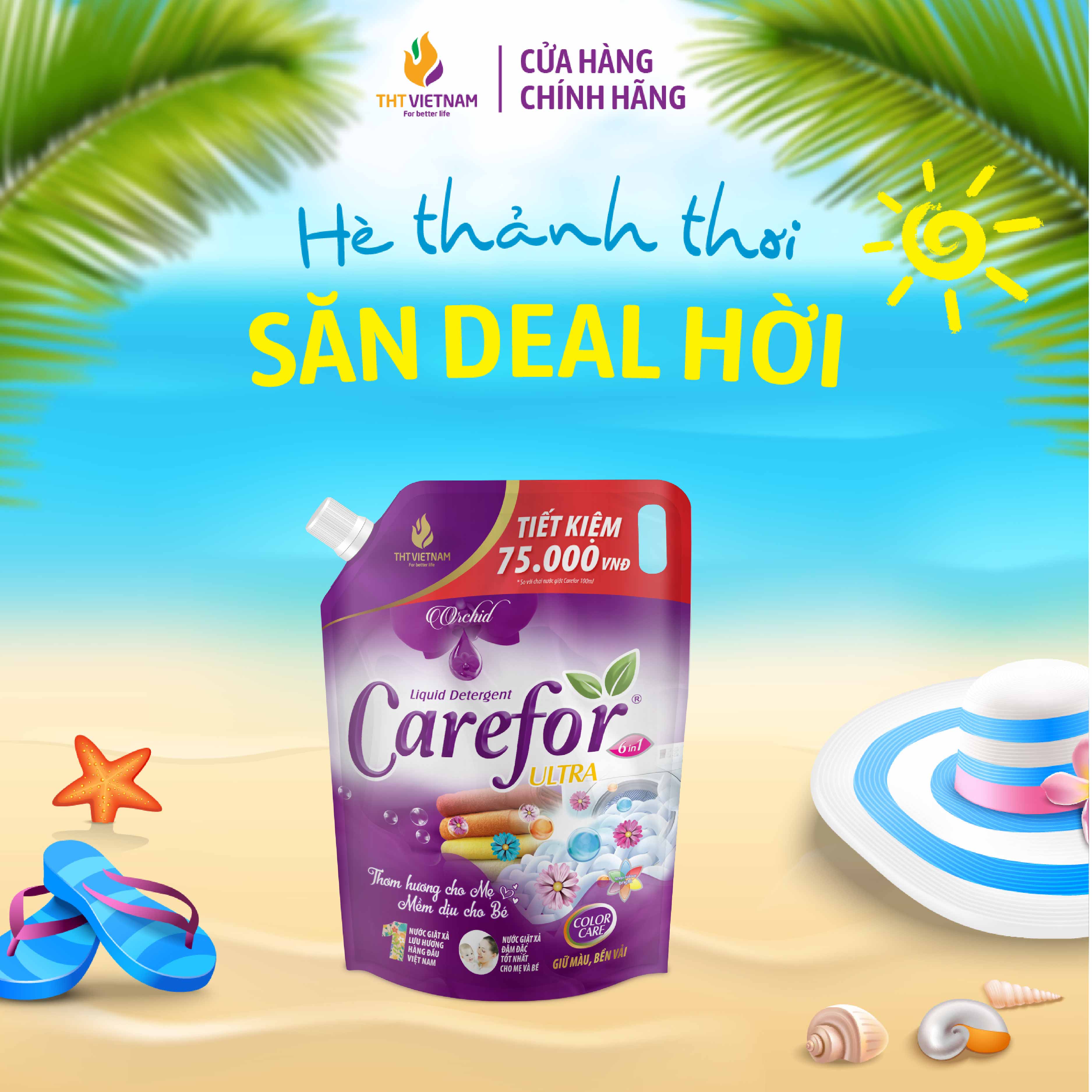 Nước giặt xả đậm đặc Carefor 2 lít Hương hoa lan