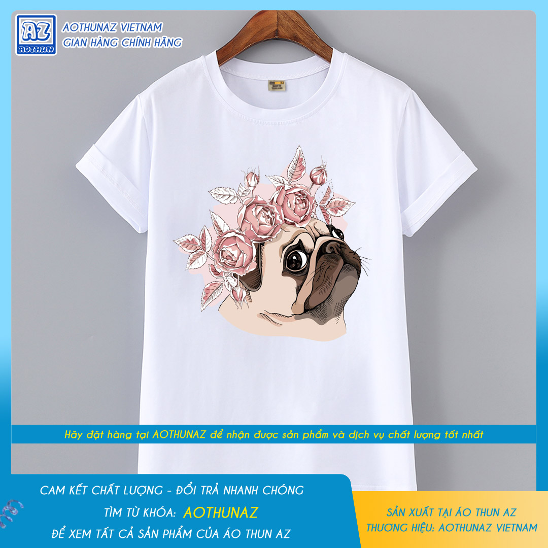 AOTHUNAZ - Áo thun nữ in hình chó Pug dễ thương kiểu Hàn Quốc M1617