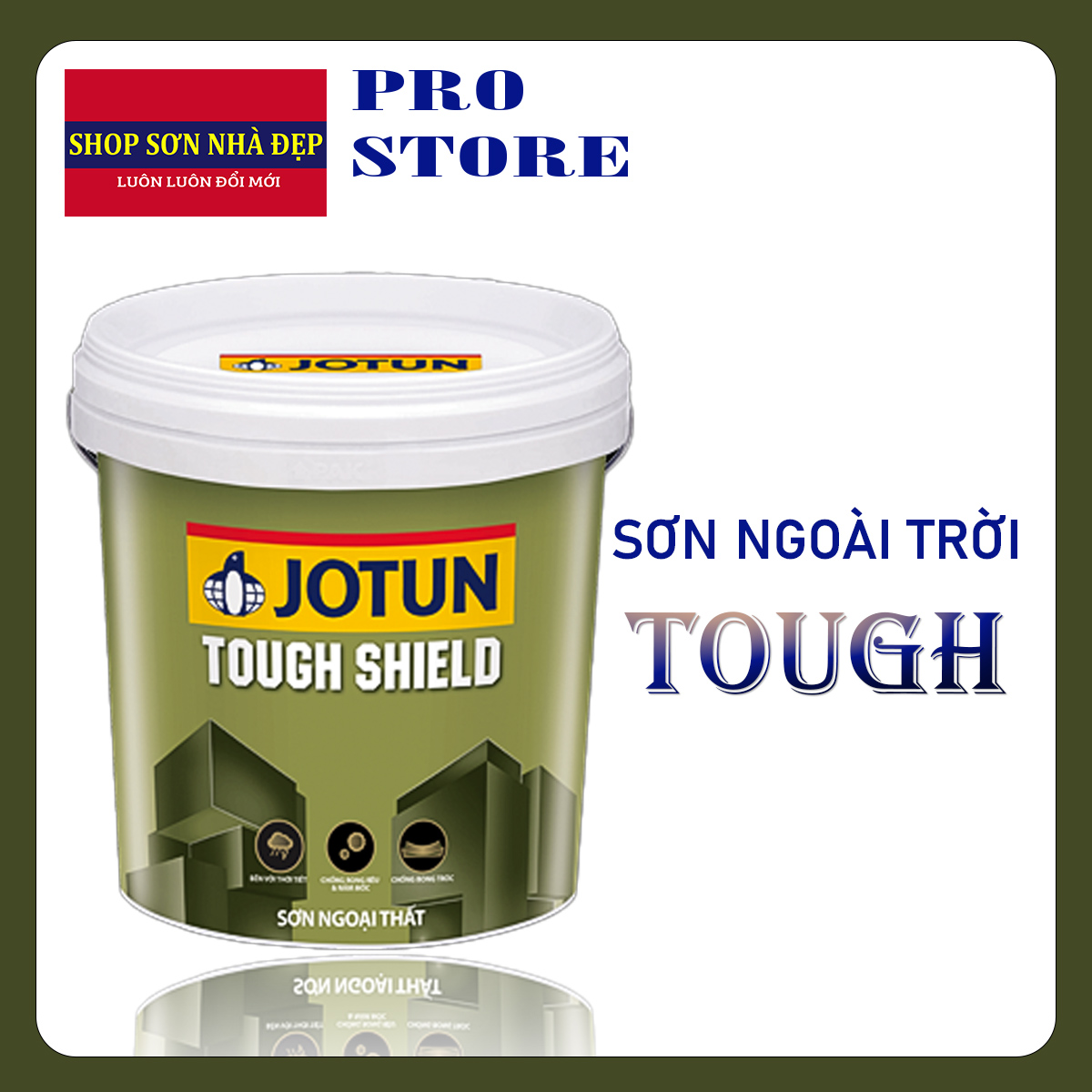 Sơn nước ngoại thất - Trung cấp - Jotun Tough Shield chống bong tróc  - Bề mặt  mờ