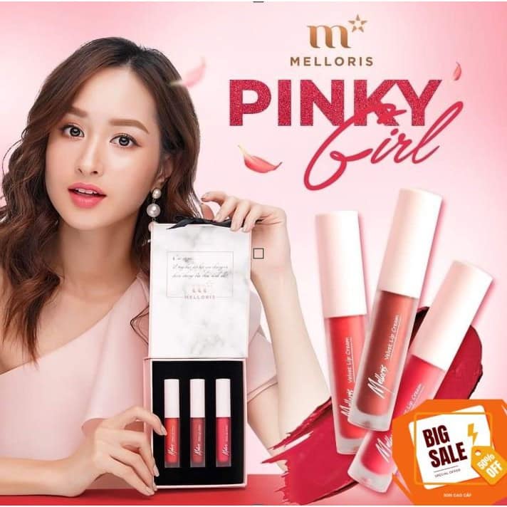 Set 3 son Kem lì Melloris - bền màu, không khô môi
