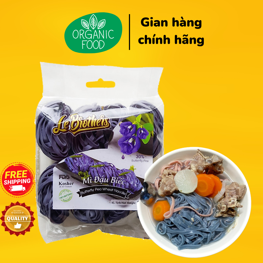 Mì đậu biếc Le Brother 200g - Duy Anh Foods - Tự nhiên 100% an toàn cho bé ăn dặm, giảm cân KETO - Le Brothers Vegetable Butterfly Pea Wheat Noodle