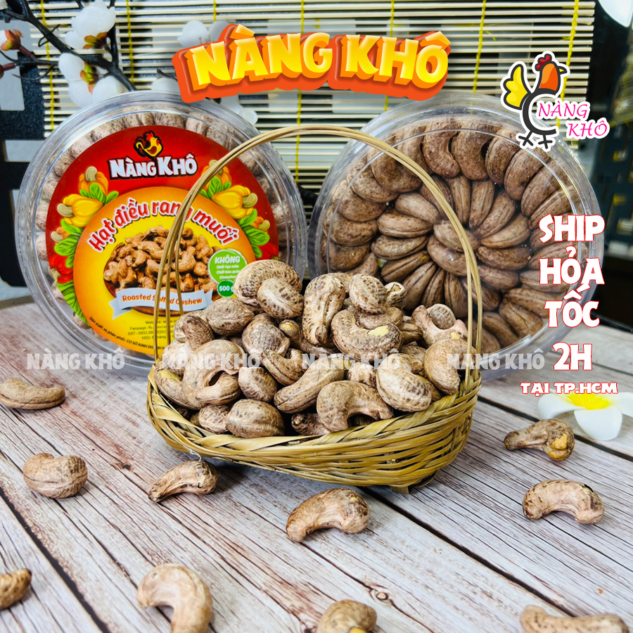 1Kg Hạt điều rang muối a cồ xuất khẩu cao cấp xếp hộp (~380 hạt/kg , Giòn ngon) tốt cho người ăn kiêng từ Nàng Khô