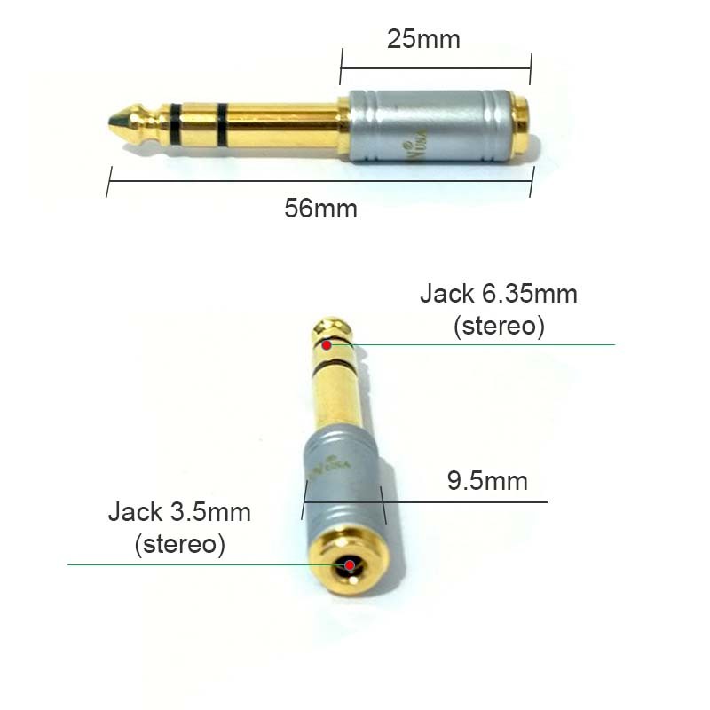 Đầu Jack chuyển LITON 6.5mm đực ra 3.5mm cái - 6.5 dương ra 3.5 âm