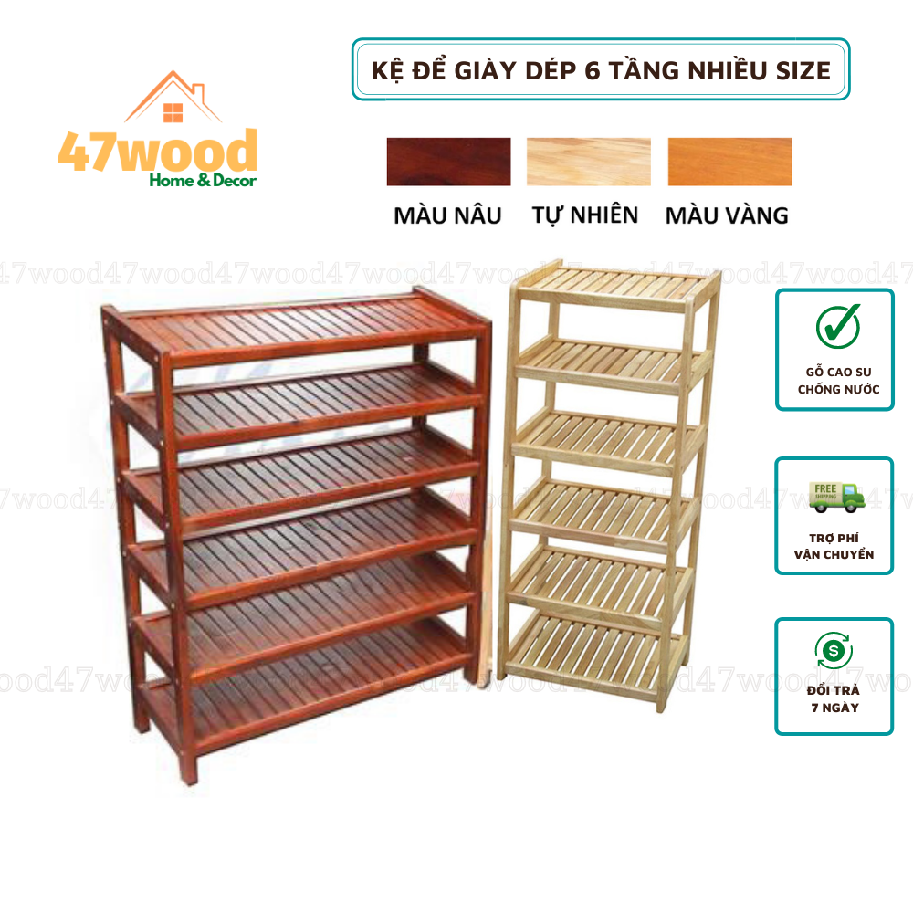 Kệ để giày dép 6 tầng gỗ cao su chống nước - Gía để giày dép 6 tầng 47wood