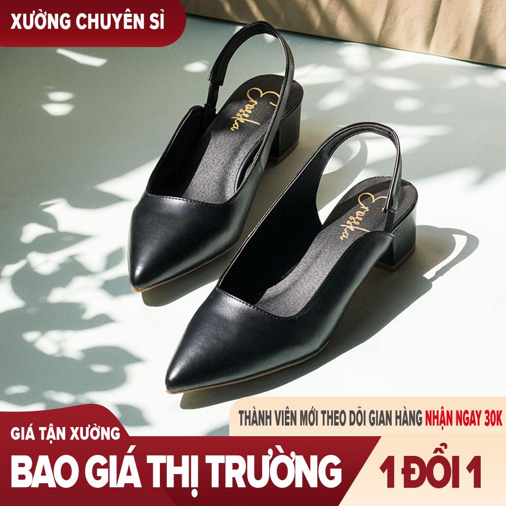 Giày nữ, giày cao gót vuông slingback mũi nhọn thời trang cao 3 phân EL009
