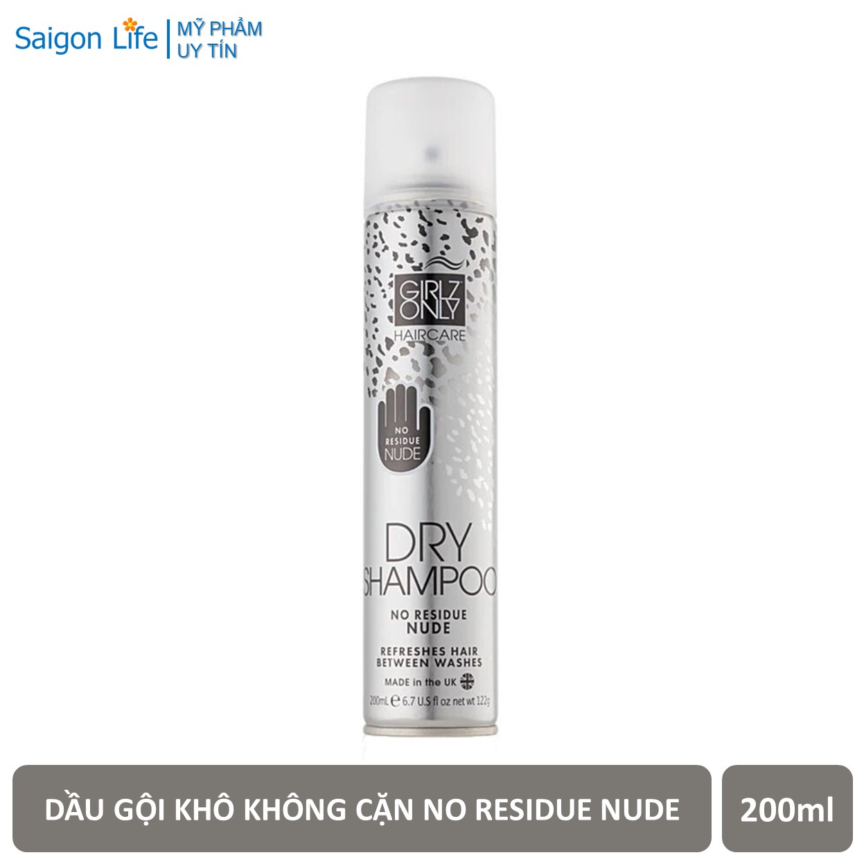 Dầu Gội Khô Girlz Only Dry Shampoo Không Cặn - No Residue Nude (Bạc) - 200ml