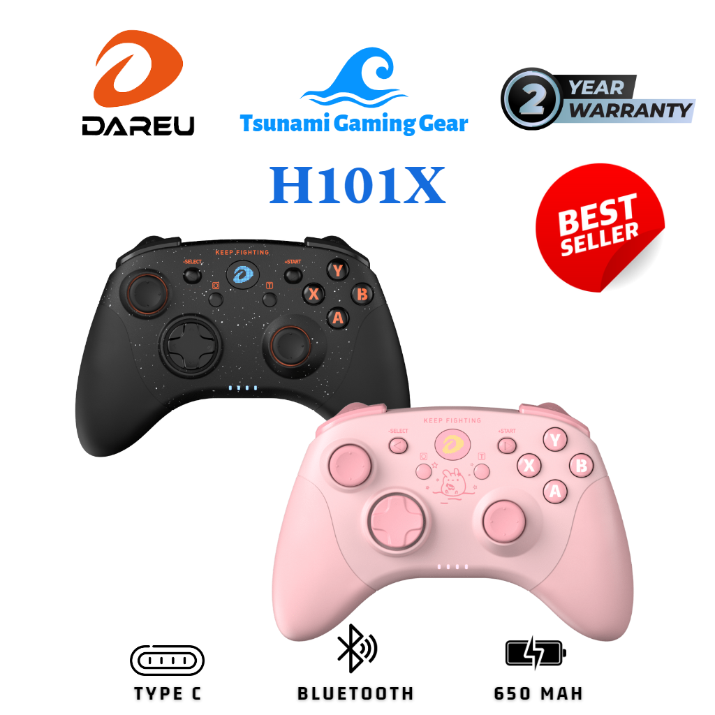 Tay cầm chơi game không dây dareu h101x hồng/ đen