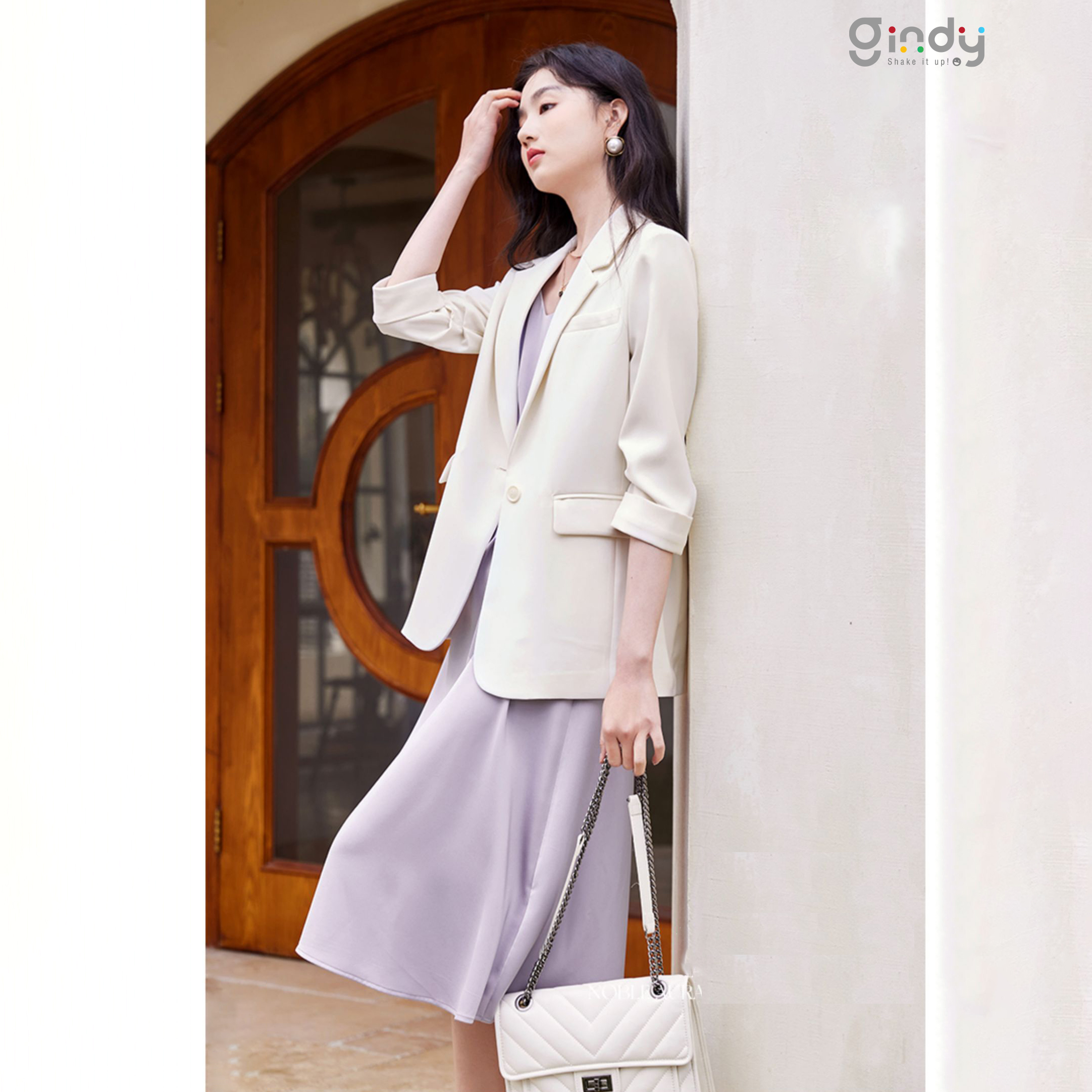 Áo khoác blazer nữ GINDY vest thời trang 2 lớp tay dài có đệm vai thời trang xuân hè phong cách Hàn Quốc A025