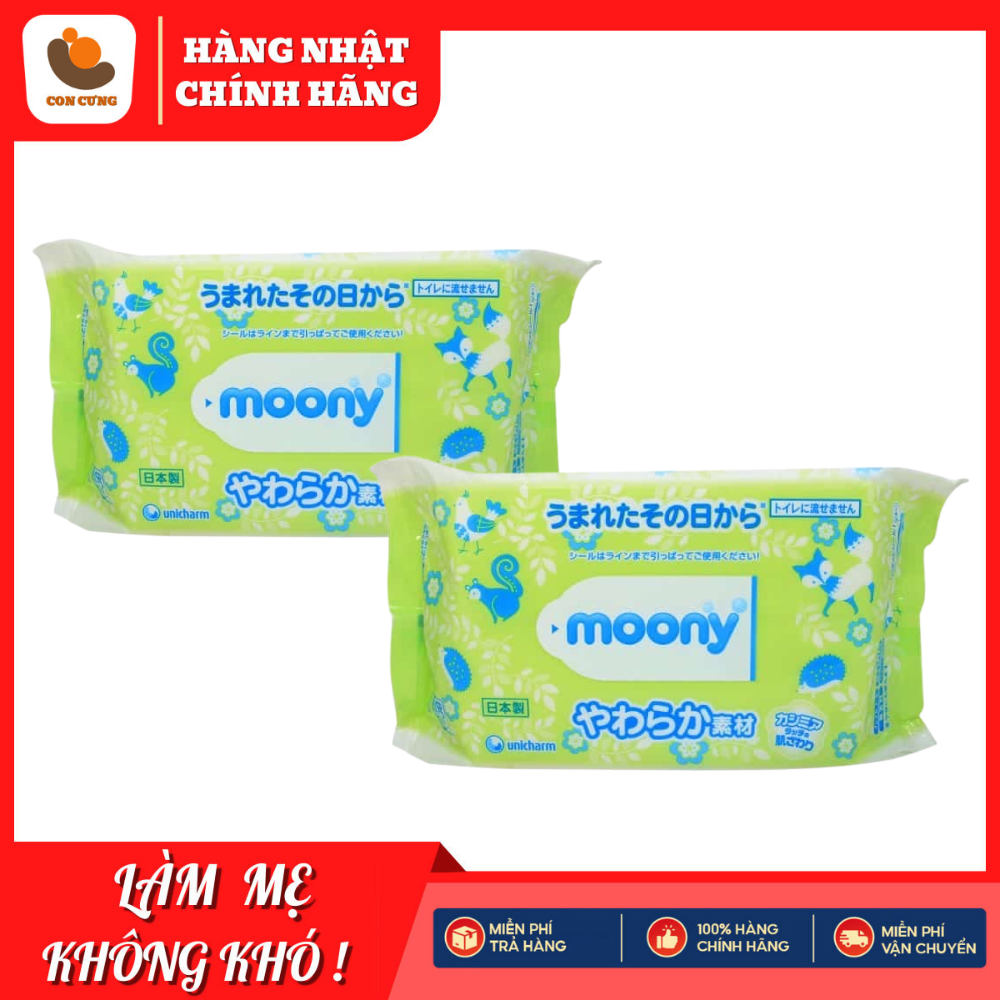Giấy ướt Moony, Giấy ướt cho bé nội địa Nhật hộp 80 miếng