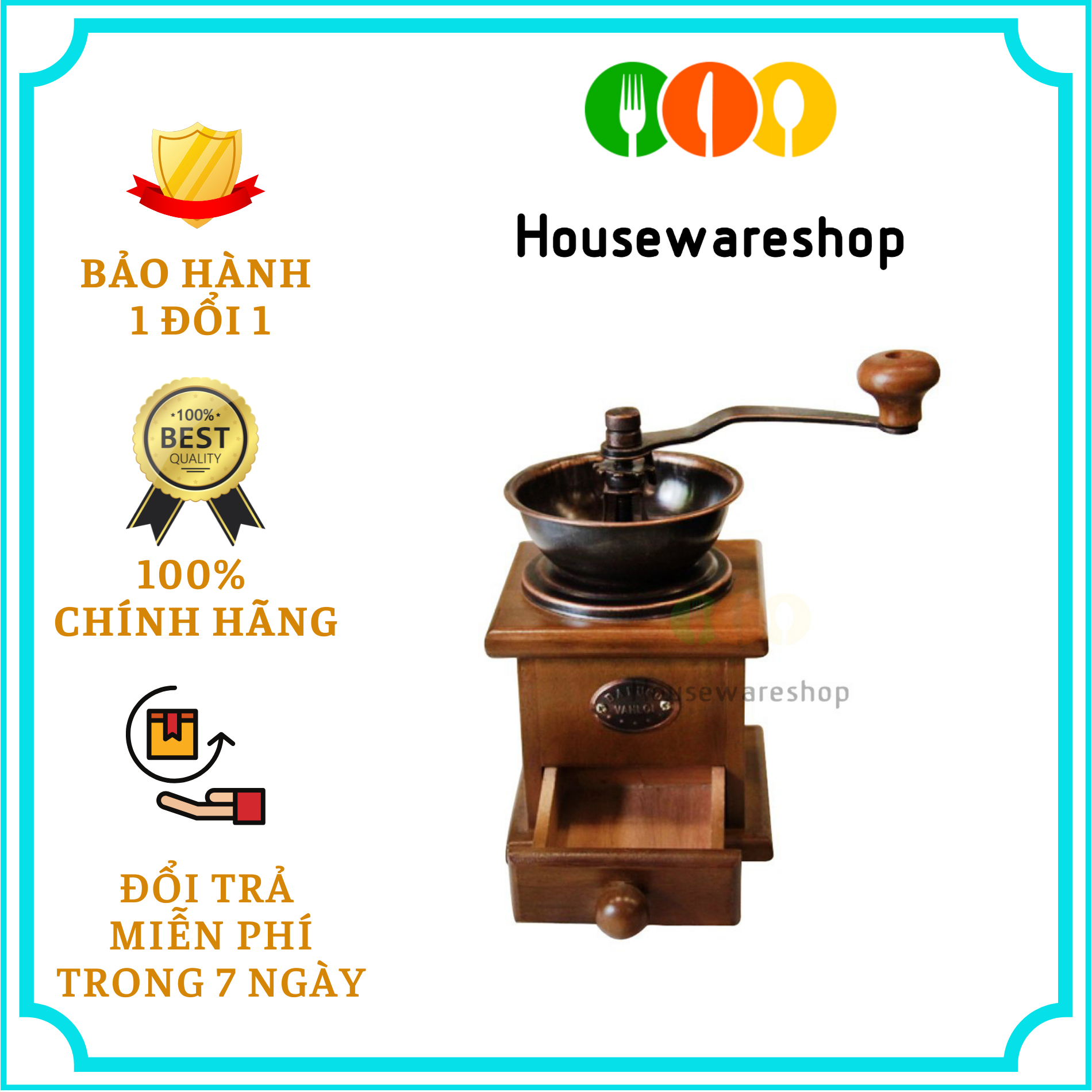 Cối xay tiêu vuông gỗ Dragon-Loại lớn đa năng