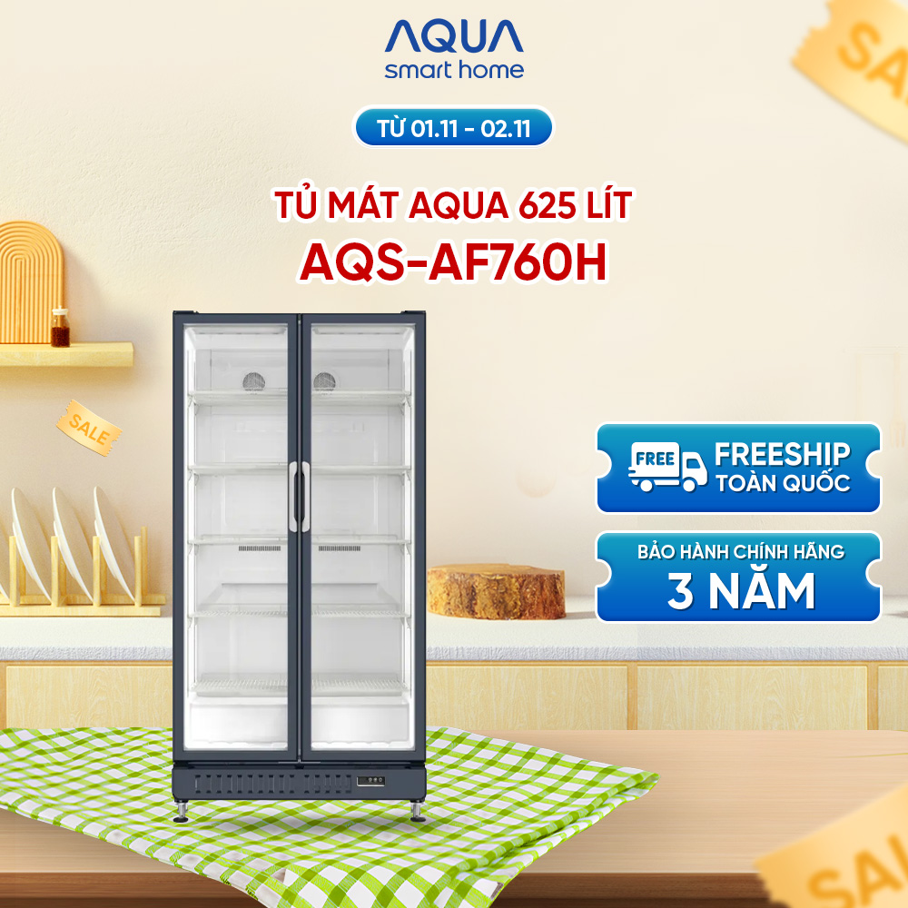 {SẢN PHẨM MỚI 2025] Tủ mát AQUA 625 lít AQS-AF760H - Làm lạnh 360 độ - 5 ngăn mát - Freeship