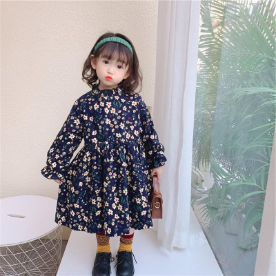 Váy nỉ lót nhung bé gái 13kg đến 28kg, đầm hoa nhí bé gái 2 tuổi đến 8 tuổi nặng phong cách Hàn Quốc hàng Quảng Châu