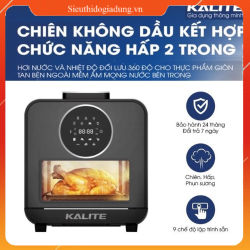 Nồi chiên hơi nước Kalite Steam Star, dung tích 15L, hấp chiên 2in1, bảng điều khiển điện tử, bảo hành chính hãng 24 tháng