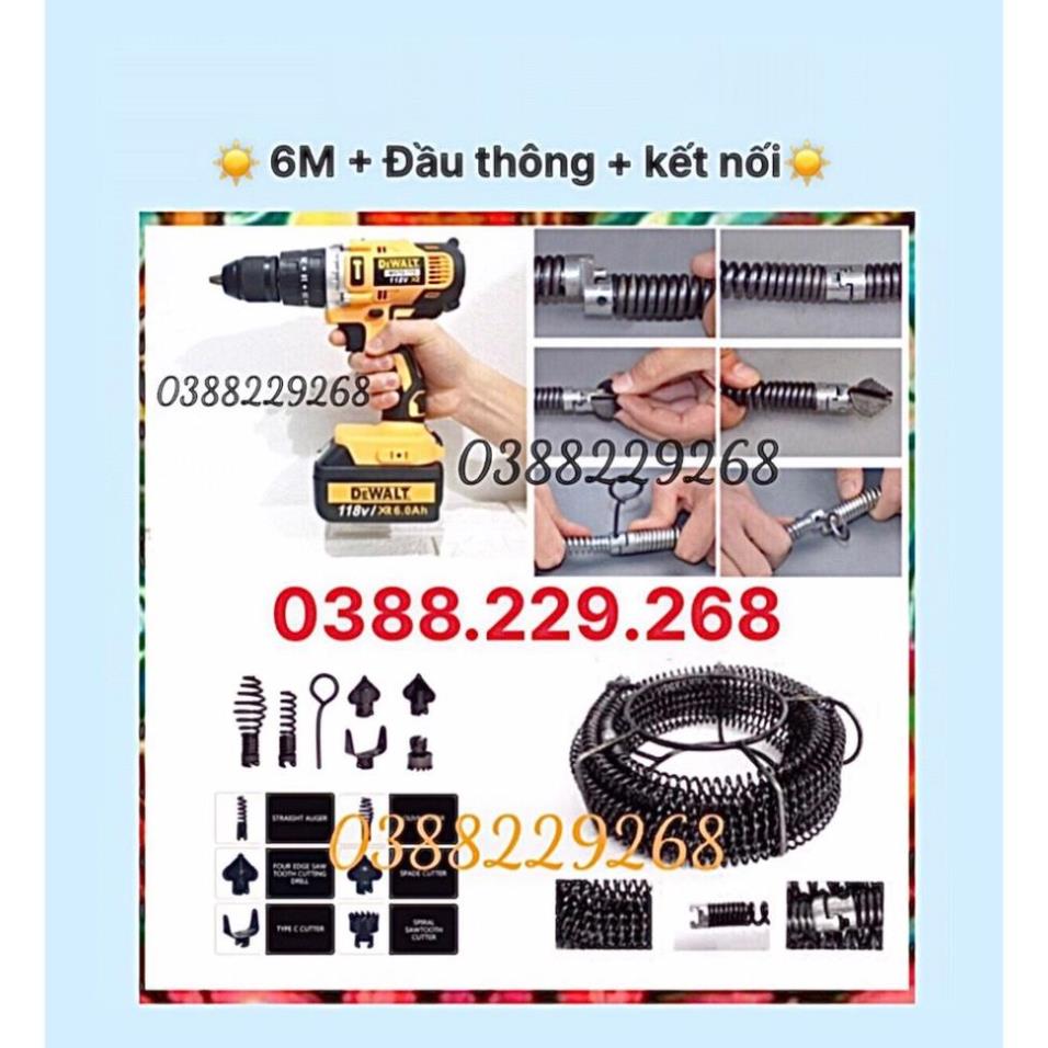 Dây thông cống dài 9M + Kết nối máy khoan + Kết nối