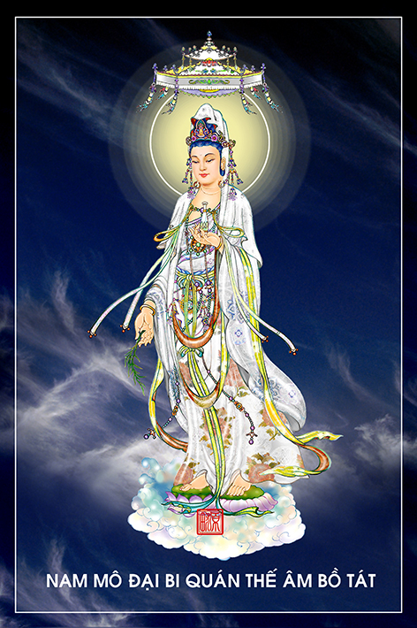 Tranh Phật Quan Âm 16 kèm khung
