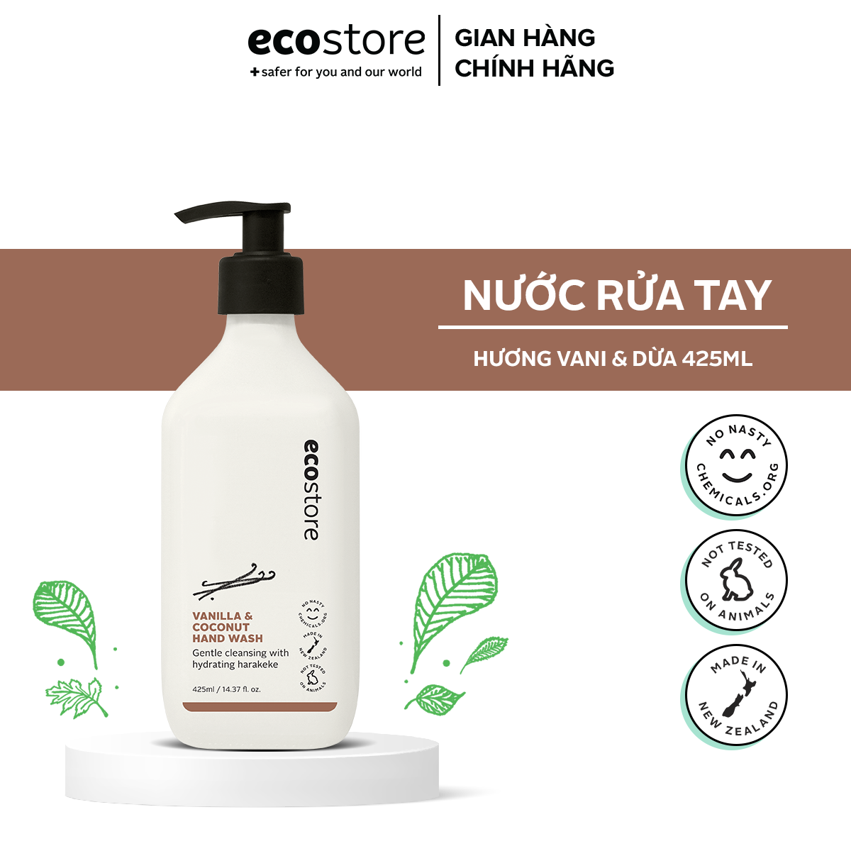 Nước rửa tay hương vani và dừa gốc thực vật Ecostore 425ml
