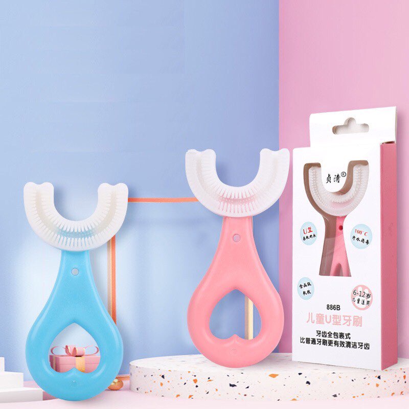 Baby U brush, soft silicone material, easy to clean baby teeth