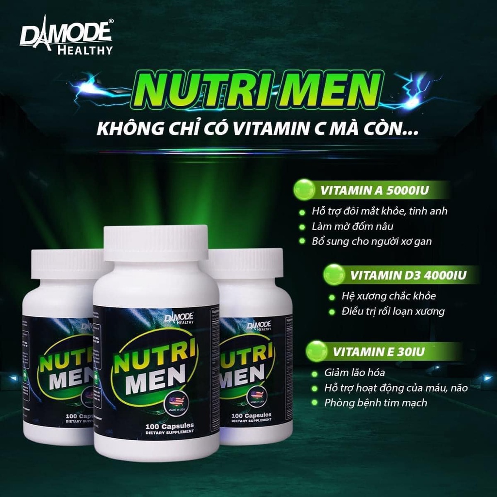 Viên uống Nutri Men Damode - Bổ sung vitamin, khoáng chất tăng sức đề kháng cho nam