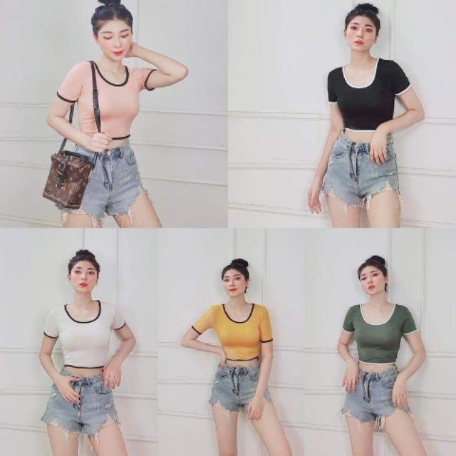 Áo croptop cổ vuông phối viền, chất lượng đảm bảo an toàn đến sức khỏe người sử dụng, cam kết hàng đúng mô tả