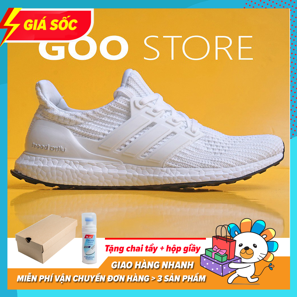 Giày Thể Thao Nam Nữ UltraBoost Màu Trắng Full