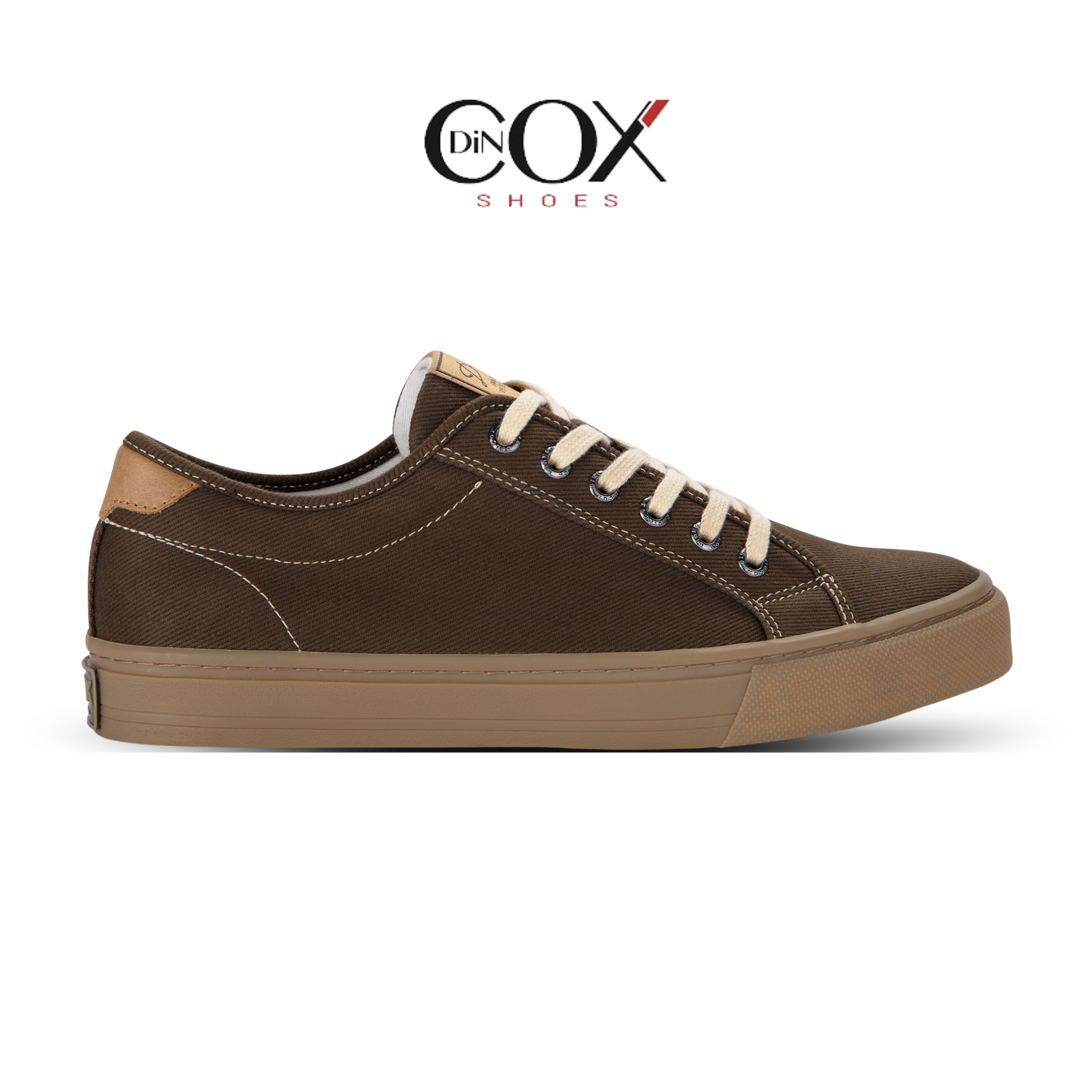 Giày Sneaker Nam Vải Canvas DINCOX E12 Kakao, Vải canvas, thiết kế Đơn Giản Thanh Lịch. Freeship max toàn quốc.