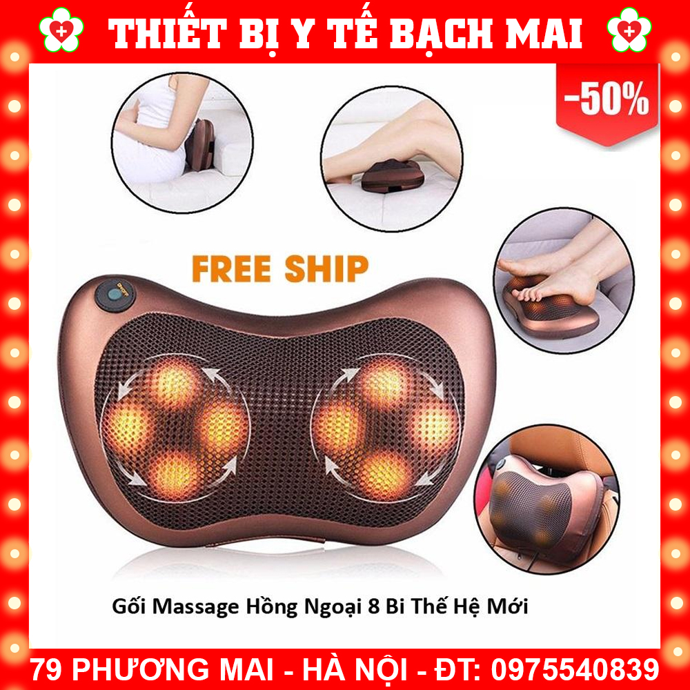 Gối massage hồng ngoại 8 bi