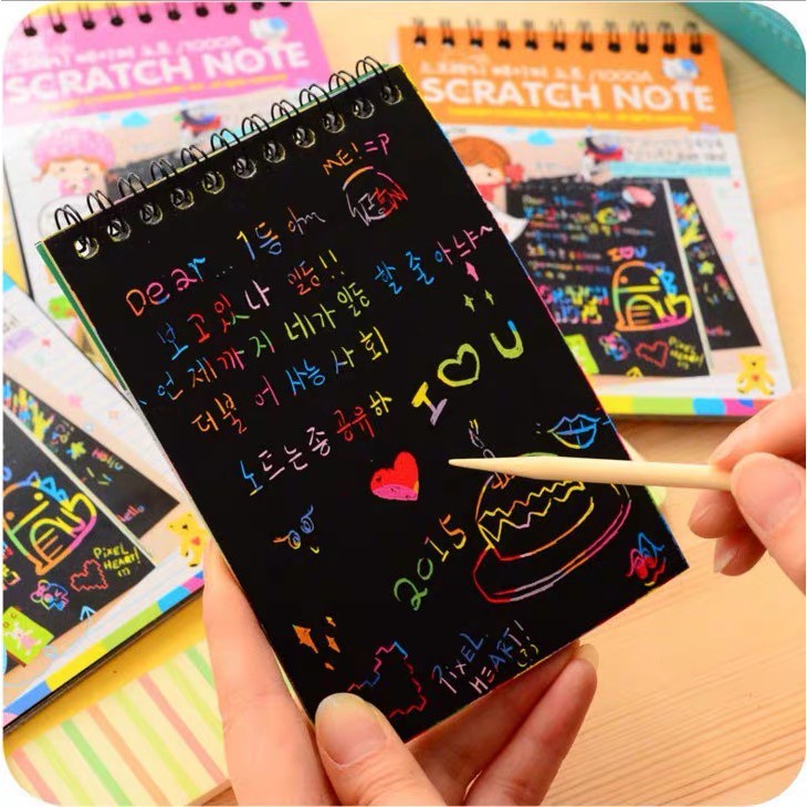 Sổ tay ma thuật lò xo mini cute scratch note sáng tạo nhiều sắc màu 14x10cm- ELUNA STORE