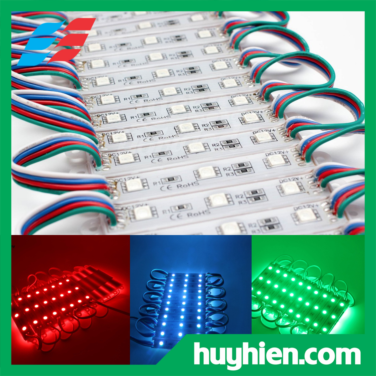 Led hắt 3 bóng 7 màu RGB 5050 IP65 và IP68 ( vỉ 20 thanh), Led 3 bóng đổi màu