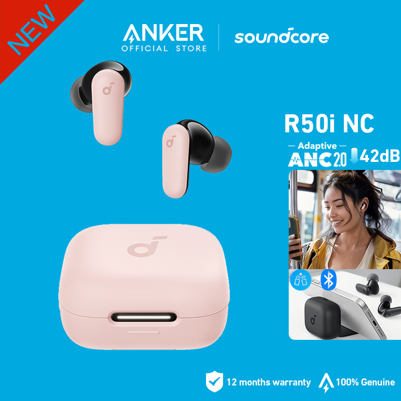【TWS+ Stand】Soundcore by Anker R50i NC tai nghe không dây Adaptive ANC Bluetooth 5.4 tai nghe TWS 42dB Low Latency tai nghe iphone 45H Play Time tai nghe true wireless for iPhone 15 pro max Android Phone Laptop