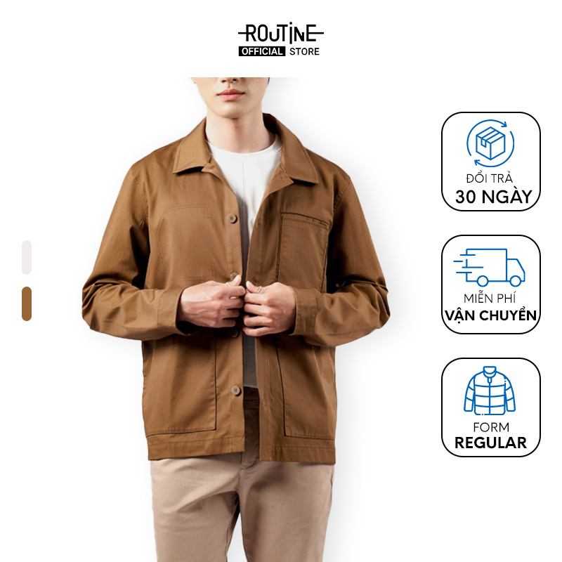 Áo khoác nam tay dài trơn túi oversize form regular - routine 10f22jac008