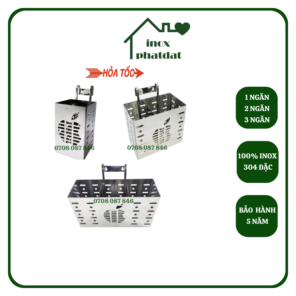 Ống đựng đũa muỗng Inox 304 PHÁT ĐẠT, giá để đũa, hộp để đũa vuông thìa inox cao cấp, ống đũa tròn inox vuông hình quả táo