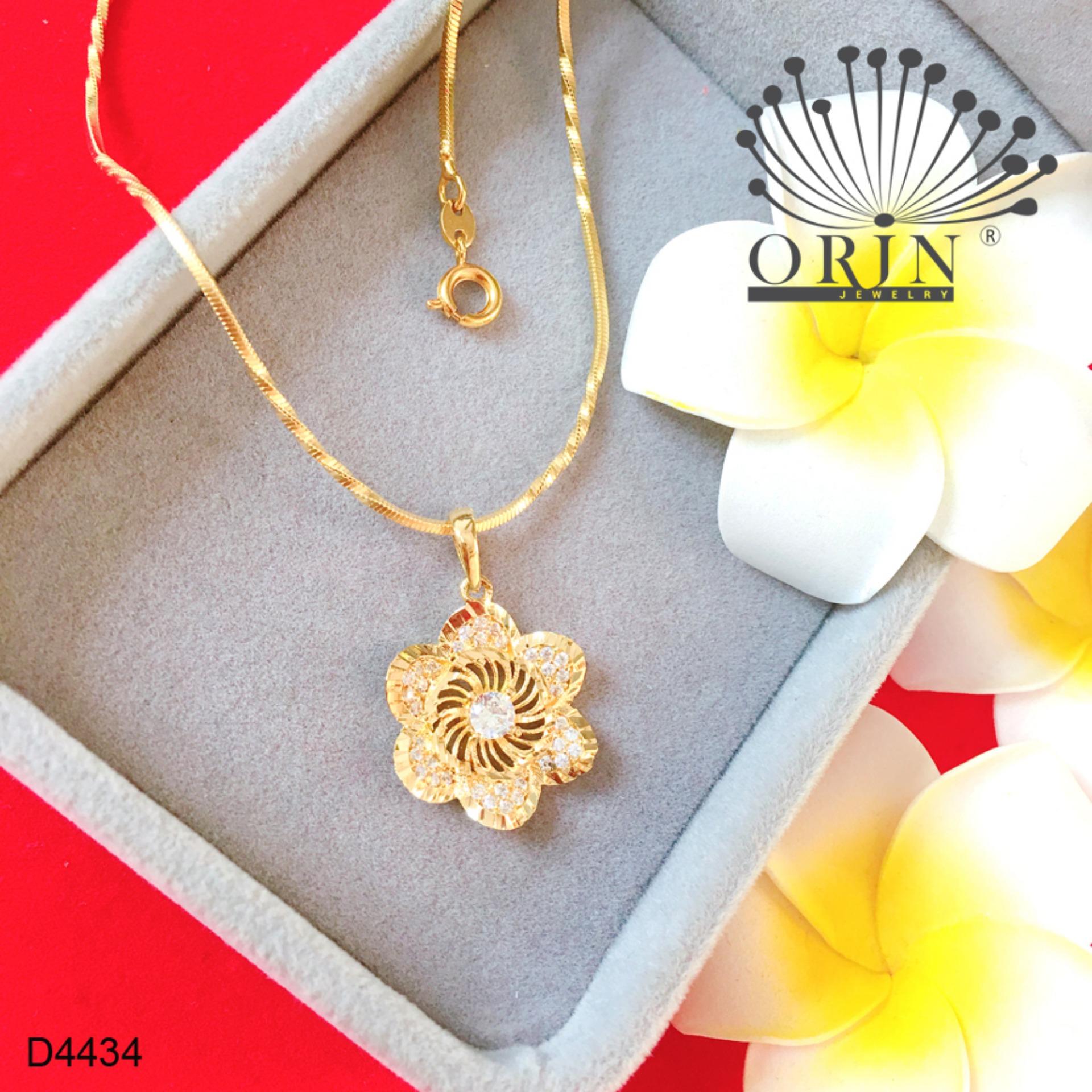 Dây chuyền dạng mì xoắn mặt hoa 6 cánh tiny đính đá thiết kế thời thượng Orin D4434