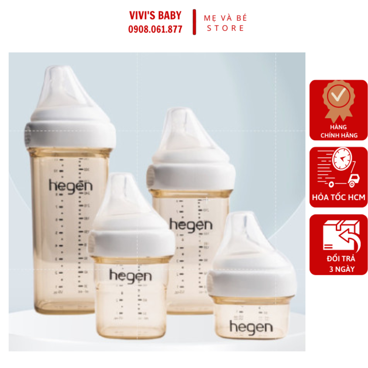 Bình sữa hegen 60ml 150ml 240ml 330ml ppsu cổ rộng chống đầy hơi chống sặc - 1 đổi 1 nếu lỗi nsx
