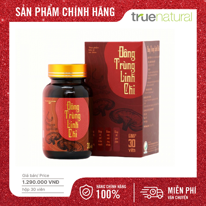 [HCM]Thực phẩm bảo vệ sức khỏe ĐÔNG TRÙNG LINH CHI - Hộp 60 Viên HÀNG CHÍNH HÃNG
