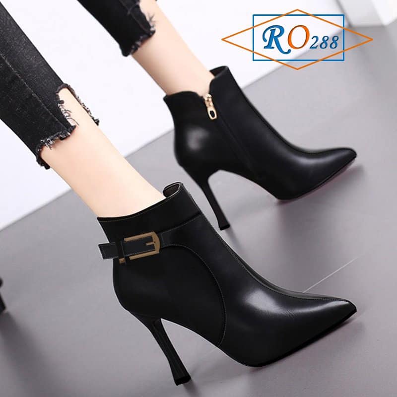 Giày bốt nữ cao gót hàng hiệu Rosata - 7cm cổ cao RO288